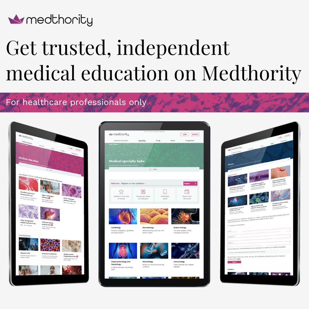 Medthority's tweet image. Did you know Medthority only publishes independent #medicaleducation? We bring you trusted resources across a range of specialties, making the latest evidence and insights easy to access as part of your daily routine #MedX #MedEd #IME 

ow.ly/rkRE50Xr3sW