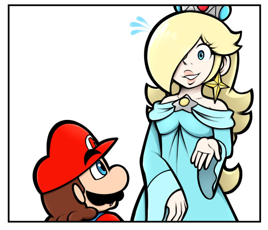 Psy_Son's tweet image. Sneak peak of the next comic I&apos;m working on since I&apos;m taking 20 years to complete it. It&apos;ll be a Mario and Rosalina one :)