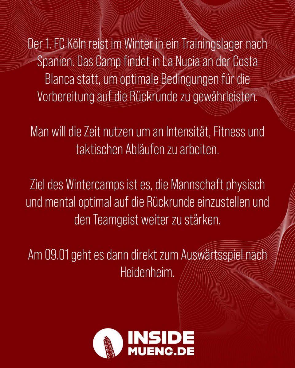 ✈️ Der #effzeh reist ins Winter-Trainingslager nach Spanien - und von dort direkt nach Heidenheim!

#Trainingslager #Bundesliga