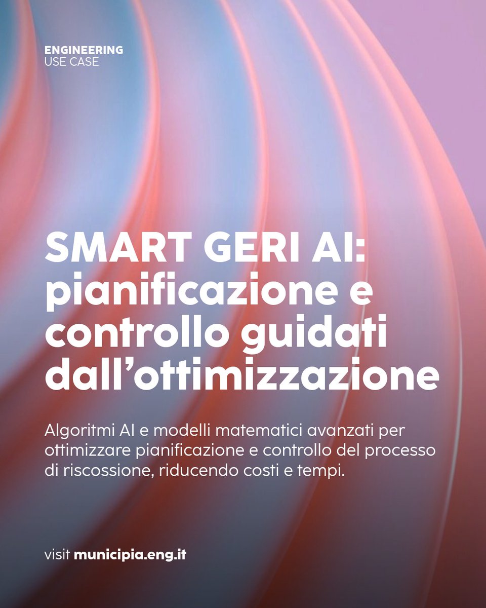 Municipia_Spa's tweet image. Municipia rinnova il modulo SMART GERI con algoritmi di AI e modelli matematici avanzati per ottimizzare la pianificazione e il controllo del processo di riscossione, massimizzando incassi e marginalità, riducendo costi e tempi. Scopri di più: municipia.eng.it/smart-geri-ai-…
