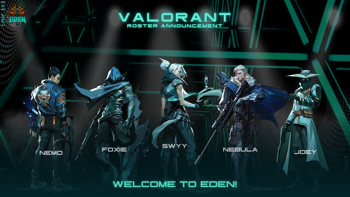 Eden_Esports_'s tweet image. 📢Welcoming our newest roster to Eden📢

@TheisHarwood 🇩🇰
@DjFoxie55 🇦🇺
@sswwyyyyyyy 🇬🇧
@NebulaSpl 🇬🇧
@joeyy767 🇳🇱

#VALORANT #EdenEsports