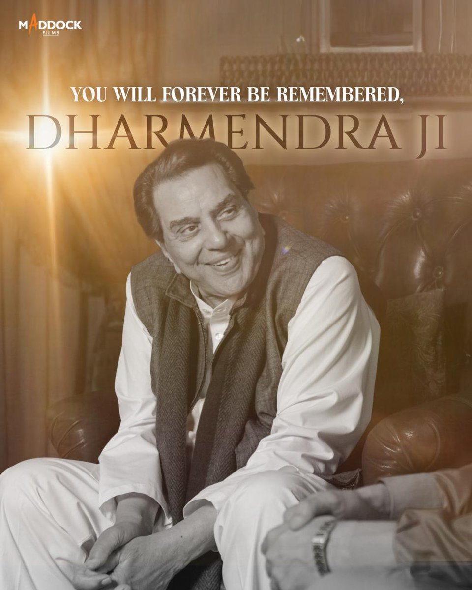 MaddockFilms's tweet image. A legend in reel and real life. Dharmendra Ji, forever in our hearts 🕊️