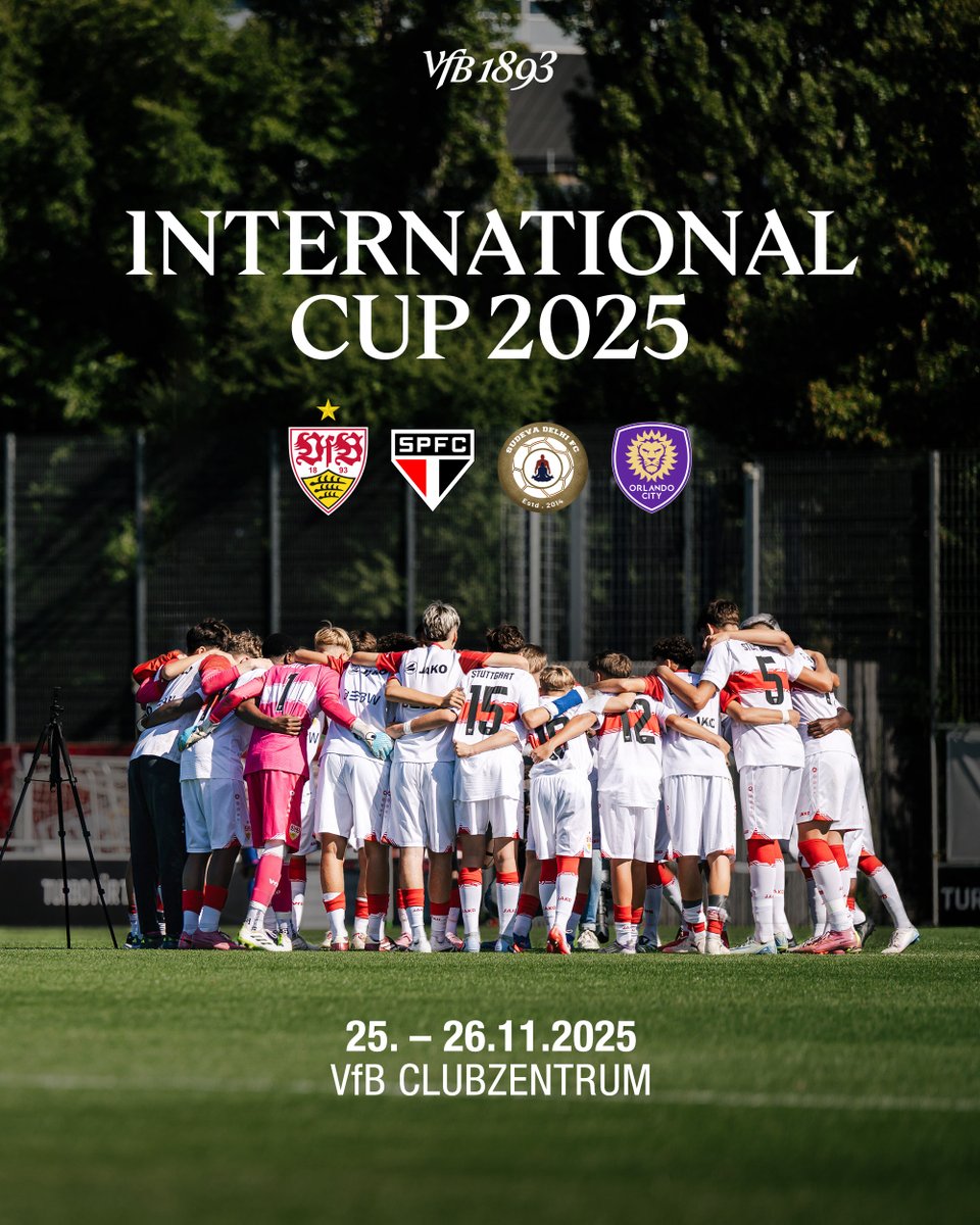 jungundwild's tweet photo. Der #VfB veranstaltet erstmals den International Cup! 🏆
Am Dienstag und Mittwoch lädt das VfB-NLZ die Kooperationsvereine Sao Paulo FC und Sudeva Delhi FC sowie Orlando City SC zu einem U15-Turnier ein. 🇧🇷🇮🇳🇺🇸

 👉 Alle Infos: https://t.co/eM1sSE8nnq

#jungundwild | #VfBU15 https://t.co/k4F3poL6Ti