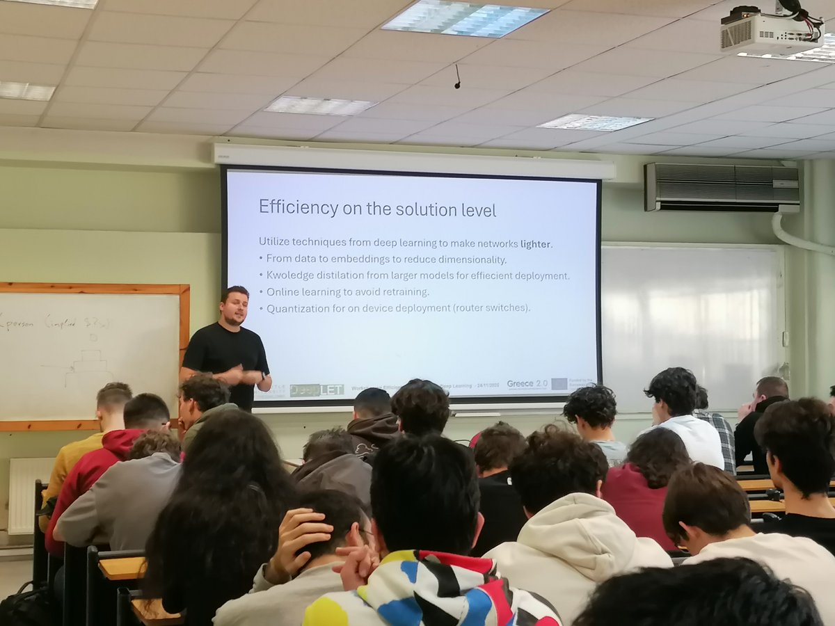 DeepletProject's tweet image. Next presentation for our today&apos;s workshop is on &quot;Efficient Deep Learning for CyberSecurity&quot; by the DeepLET researcher and PhD Student Dimitris Akrivousis!
Implementation by HFRI-Project Number: 16762
 #hfri #eu #elidek #nextgenerationeu #greece2_0 #ai #deeplearning #robotics