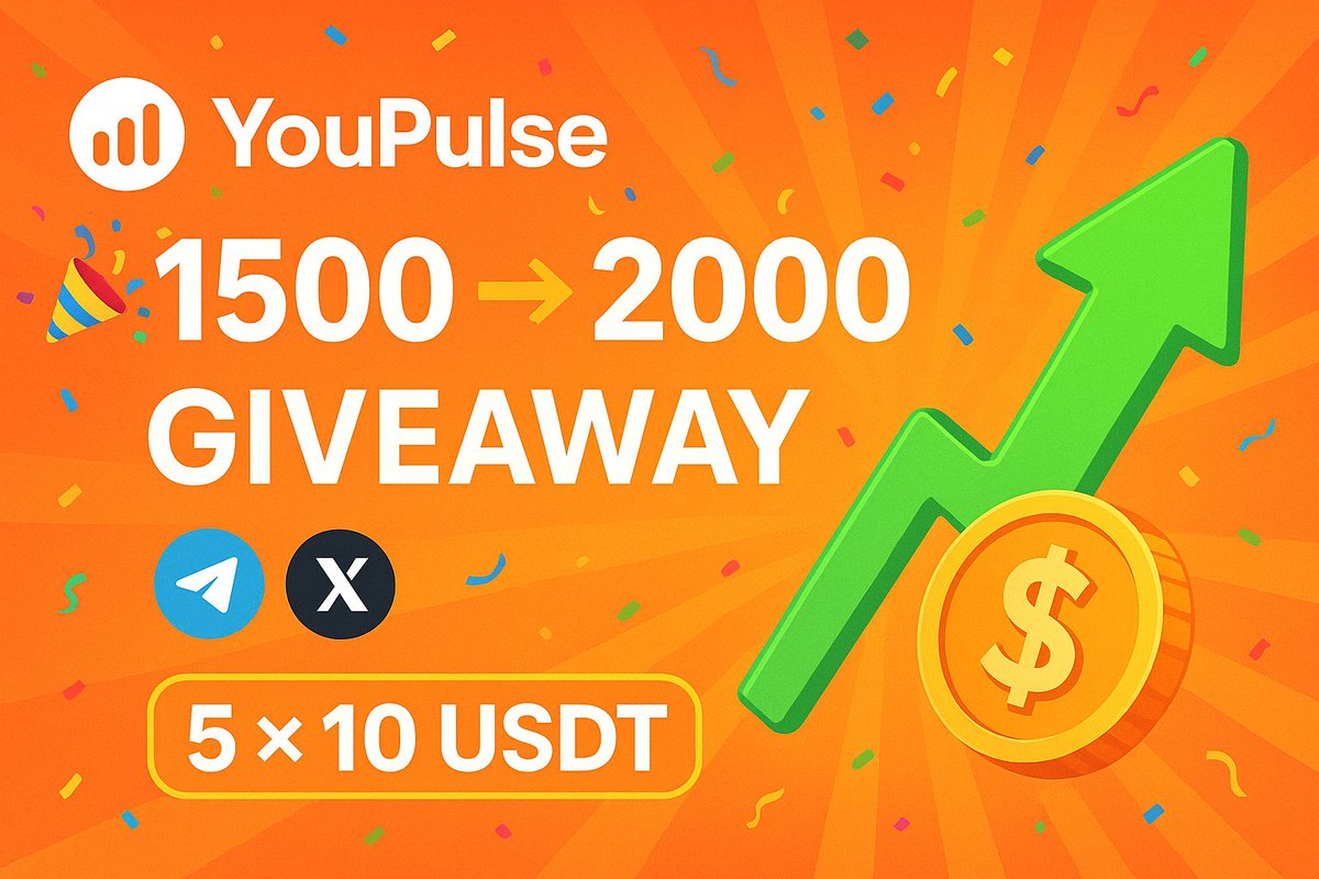 🎉 YouPulse “1500 → 2000” giveaway (5 × 10 USDT)

While Binance is celebrating 15M followers on X, we’re getting ready to celebrate our first 1,500 and aiming to grow together with you to 2,000 🚀

At the same time we’ve launched the beta of t.me/youpulse_bot — an on‑chain