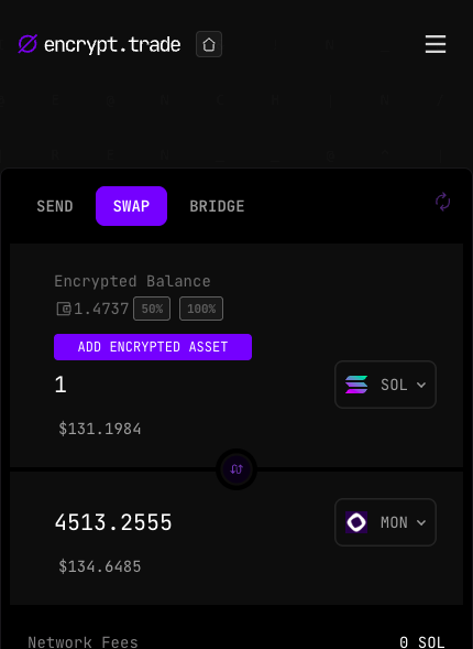 rishotics's tweet image. private MON is LIVE on solana 

encrypt .trade