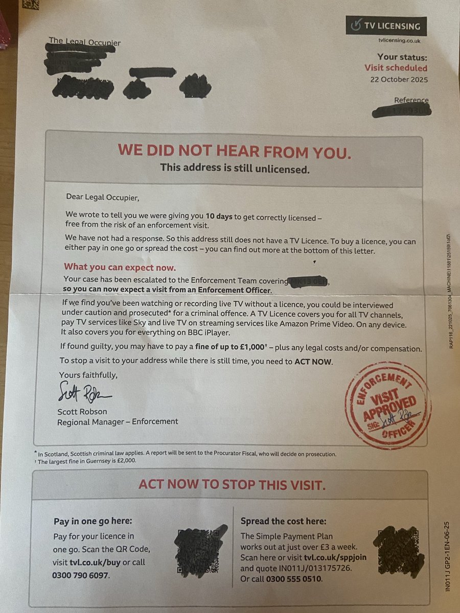 LizKershawDJ's tweet image. First time seen one of these aggressive letters re not paying #BBC #licensefee ! This house is for sale and empty. No telly. So bring it on!