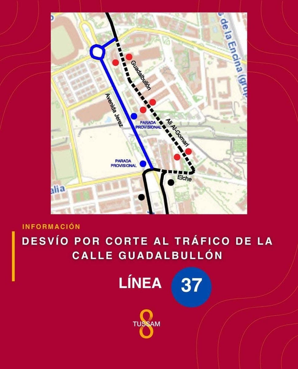 🚨 Atención vecinos de Pedro Salvador. A partir del 25 de noviembre, la línea 37 de <a href="/tussamoficial/">TUSSAM</a> 🚌 sufrirá un desvío a su paso por calle Guadalbullón, por obras🚧. Rogamos, disculpen las molestias.