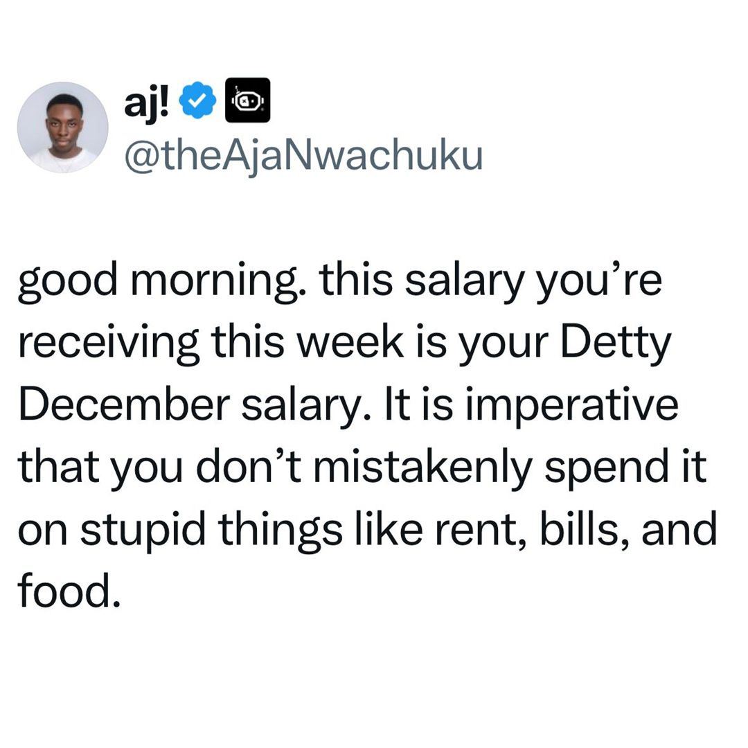 glidenigeria's tweet image. Detty December fund alert! 😂

#DettyDecember #SalaryWeek #DecemberVibes #NigerianTwitter #RelatableContent #EndOfYearMood #FunnyPost