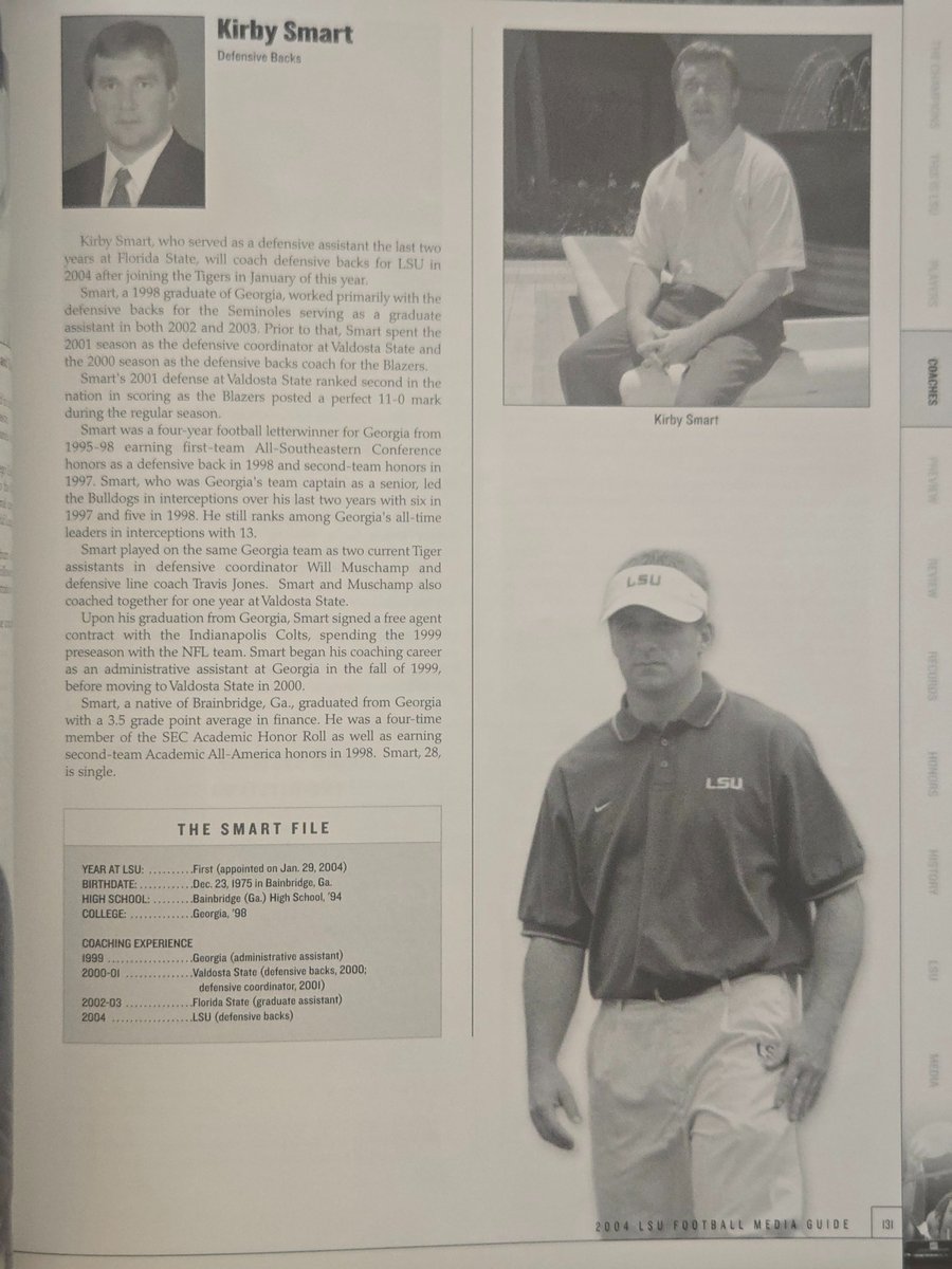 20 years ago. I thought Travis had the potential to be an oustanding head coach. He had aurora. He had a good career as an assitant in the NFL.
Kirby Smart, nothing I can say about him.
<a href="/randymac81/">Randy McMichael</a>  <a href="/RustyMansell_/">Rusty Mansell</a>