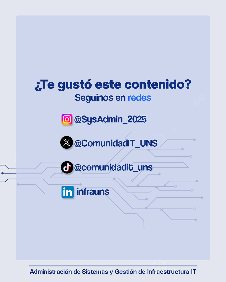ComunidadIT_UNS's tweet image. ¿Te gusto este contenido? Seguinos en nuestras redes!

#Internet #ITCommunity #NetworkingPro #SysadminTips