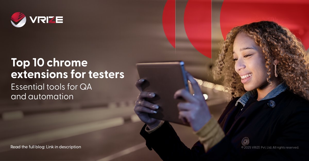VrizeInc's tweet image. Great QA doesn’t chase quality — it engineers it.

These 10 Chrome extensions help testers surface issues earlier and keep releases on track.

Read more: vrize.com/insights/blogs…

#QATesting #QualityEngineering #SoftwareTesting #QATools