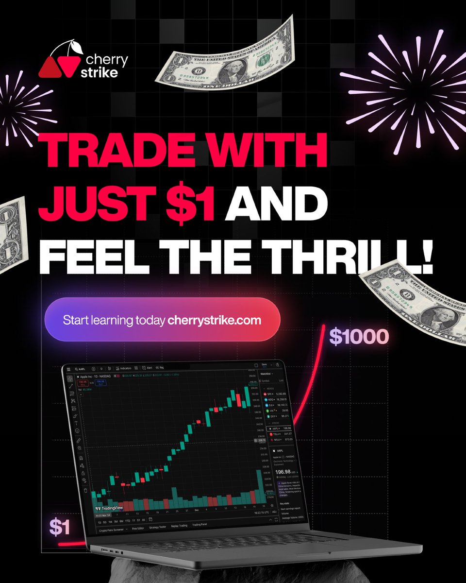 You don’t need thousands to start.
You need one clean setup and $1.

Every trade on Cherry Strike teaches you something:
➤ What you noticed
➤ What worked
➤ What you’ll do next

Learn fast. Trade faster.

Start for $1 at cherrystrike.com #LearnByTrading #FastFeedback