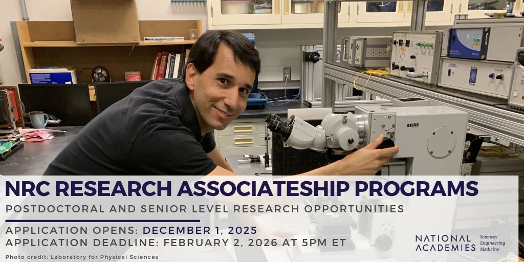 Learn more about the #NRC #Research Associateship Programs and the various #research opportunities while you wait for the next application cycle to open on December 1, 2025. Learn more: ow.ly/ebYb50XvS8J
