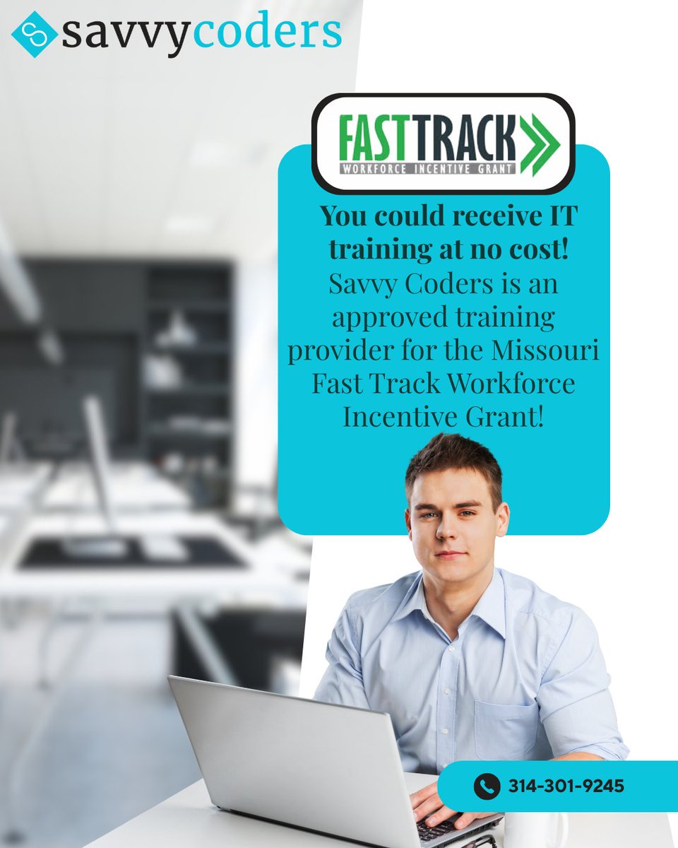 SavvyCoders's tweet image. YOU🫵 could be eligible to receive IT training at NO cost!

We have several grants, including FastTrack, available for unemployed and underemployed residents in Missouri that cover the entire cost of our courses!

savvycoders.com/funding/