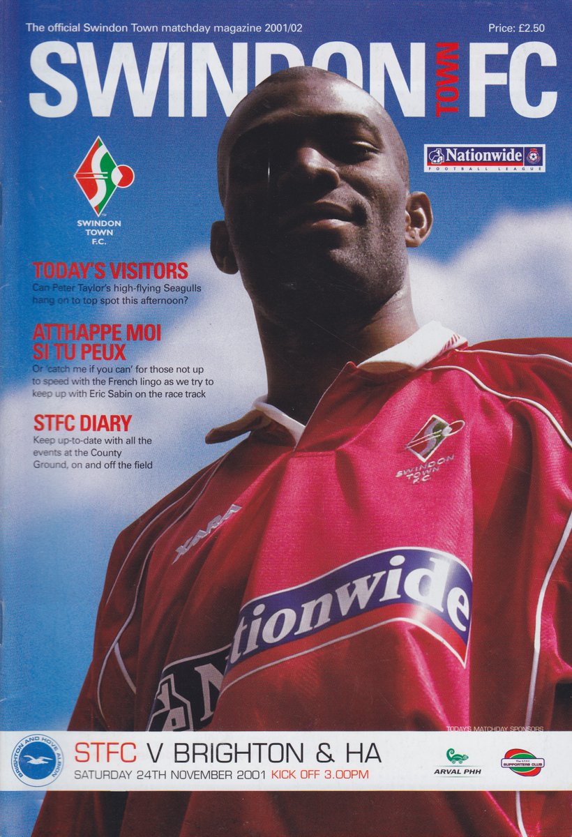 On this day 2001, Bobby Zamora scores for #BHAFC as we draw 1-1 with #stfc at The County Ground in Division Two (League One). The crowd of 8,830 includes 2,886 Albion fans, who see us stay top of the table. seagullsprogrammes.co.uk