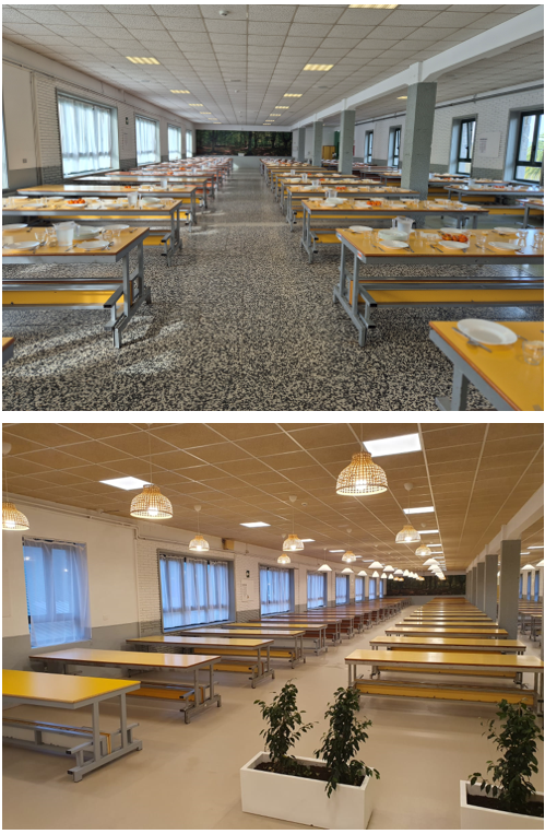 Instalaciones32's tweet photo. El objetivo es instalar un pavimento que permita una unificación estética del suelo, aporte buena limpieza y seguridad en caso de que se pisen líquidos o comida. El resultado con la elección de un color neutro es espectacular.

#altro #pavimento #educación https://t.co/0oGi64ckNw
