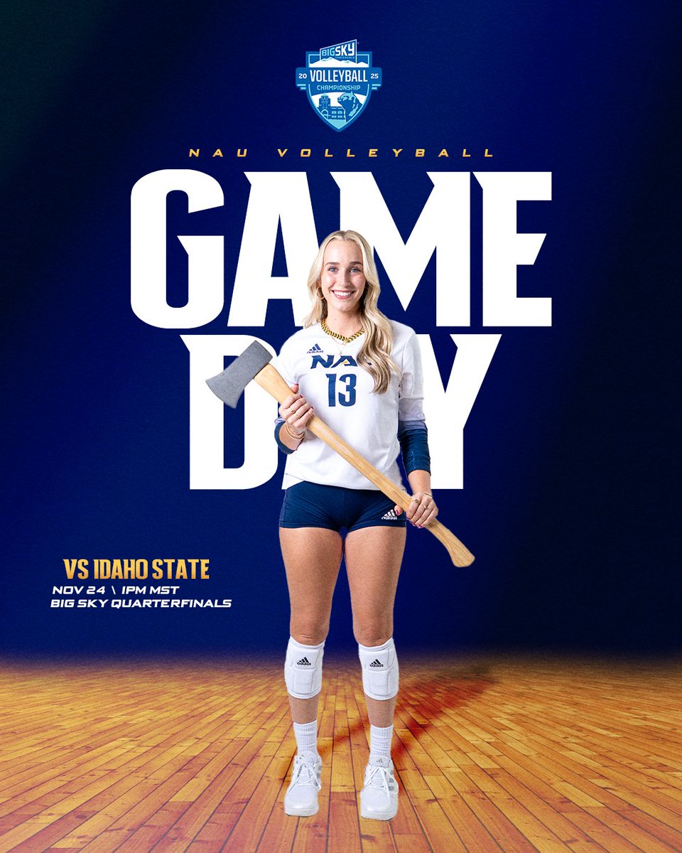 NAUVolleyball's tweet image. Big Sky Quarterfinals 🪓

🆚 Northern Colorado
📍 Greeley, Colo. 
⏰ 1 p.m. MST
📊 bit.ly/3LXBal9
📺 bit.ly/4gGRthg

#RaiseTheFlag | #BigSkyVB