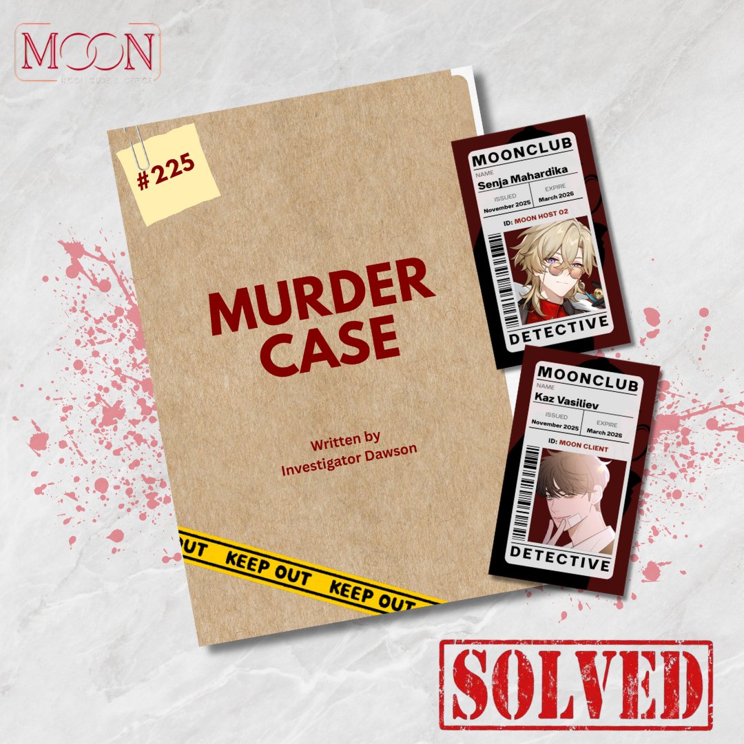 moonclube's tweet image. ⠀
⠀
▎ 𝗖𝗢𝗡𝗚𝗥𝗔𝗧𝗨𝗟𝗔𝗧𝗜𝗢𝗡𝗦! ： 
    DETEKTIF SENJA &amp;amp; DETEKTIF KAZ.
    @nirwasena  &amp;amp;  @Maeroira 

Sebagai partner pertama yang berhasil menemukan pelaku dan dengan tepat menentukan metode serta motifnya. 
⠀
⠀