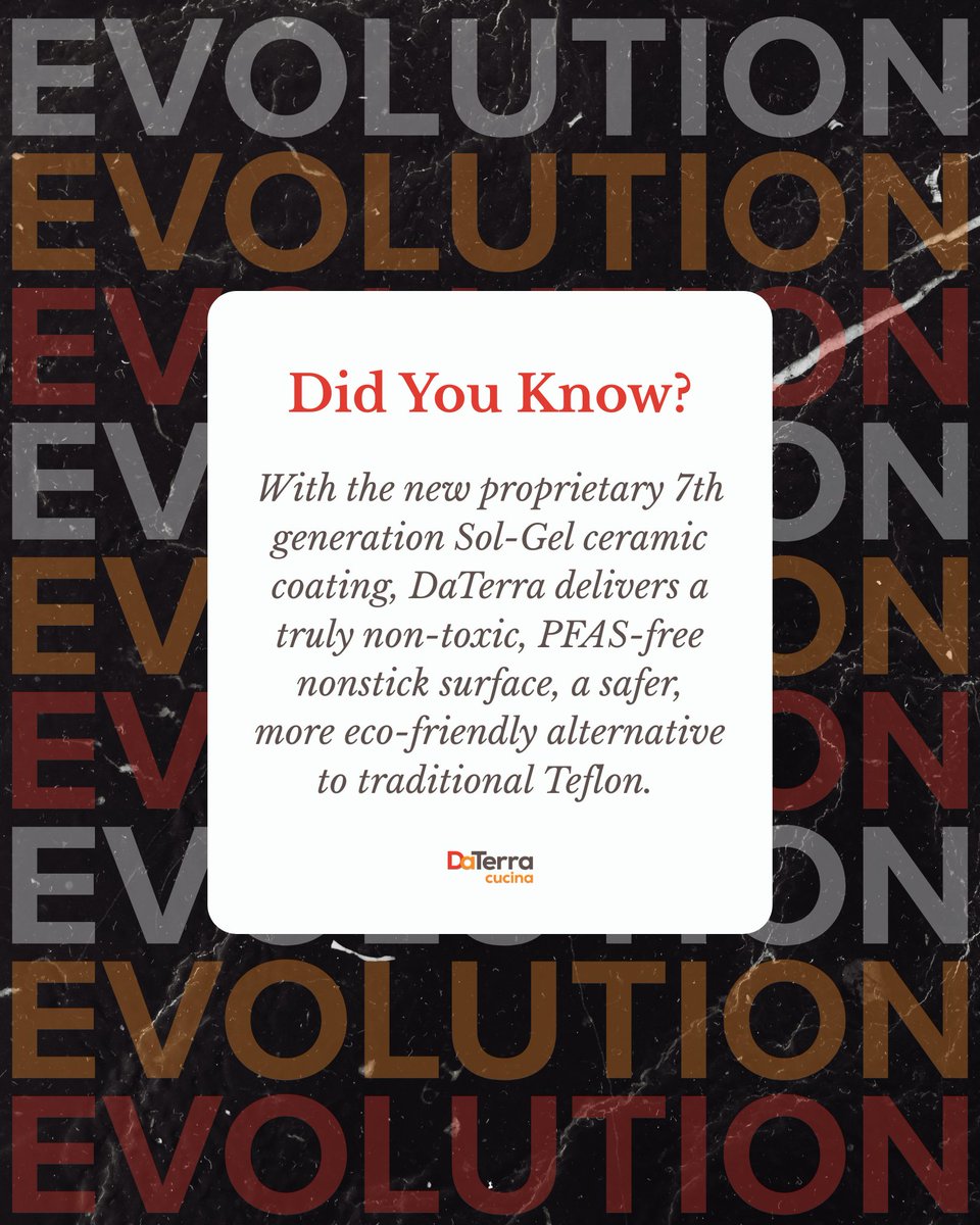 DaTerraCucina's tweet image. Ten years. Seven generations. One purpose.

Discover the story behind your favorite pan.
Read the full evolution here: daterracucina.com/blogs/news/the…

#DaTerraCucina #CookwareJourney #NonstickInnovation #SolGelCookware #HealthyKitchen #PFASFreeCookware #SustainableCooking