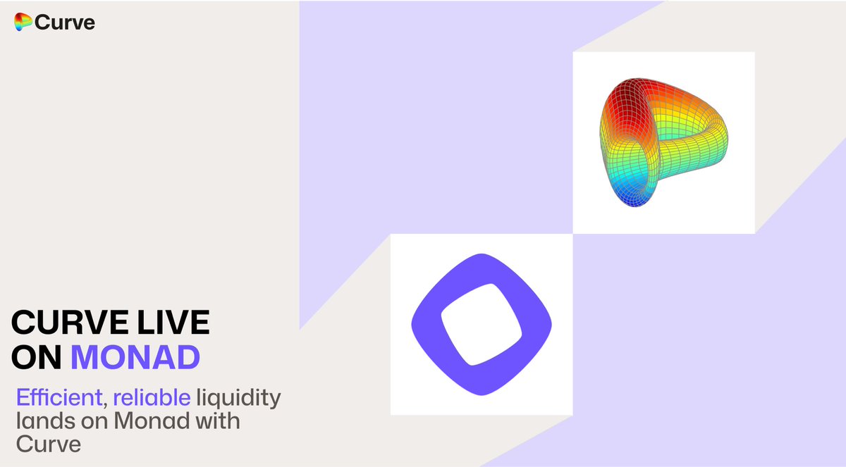 CurveFinance's tweet image. Curve's deployment on @monad is live, bringing deep and dependable liquidity to a high-performance EVM chain. Starting day one, users can swap, trade, deploy liquidity and create pools with the same Curve tooling they rely on, now available on Monad.

gmonad…