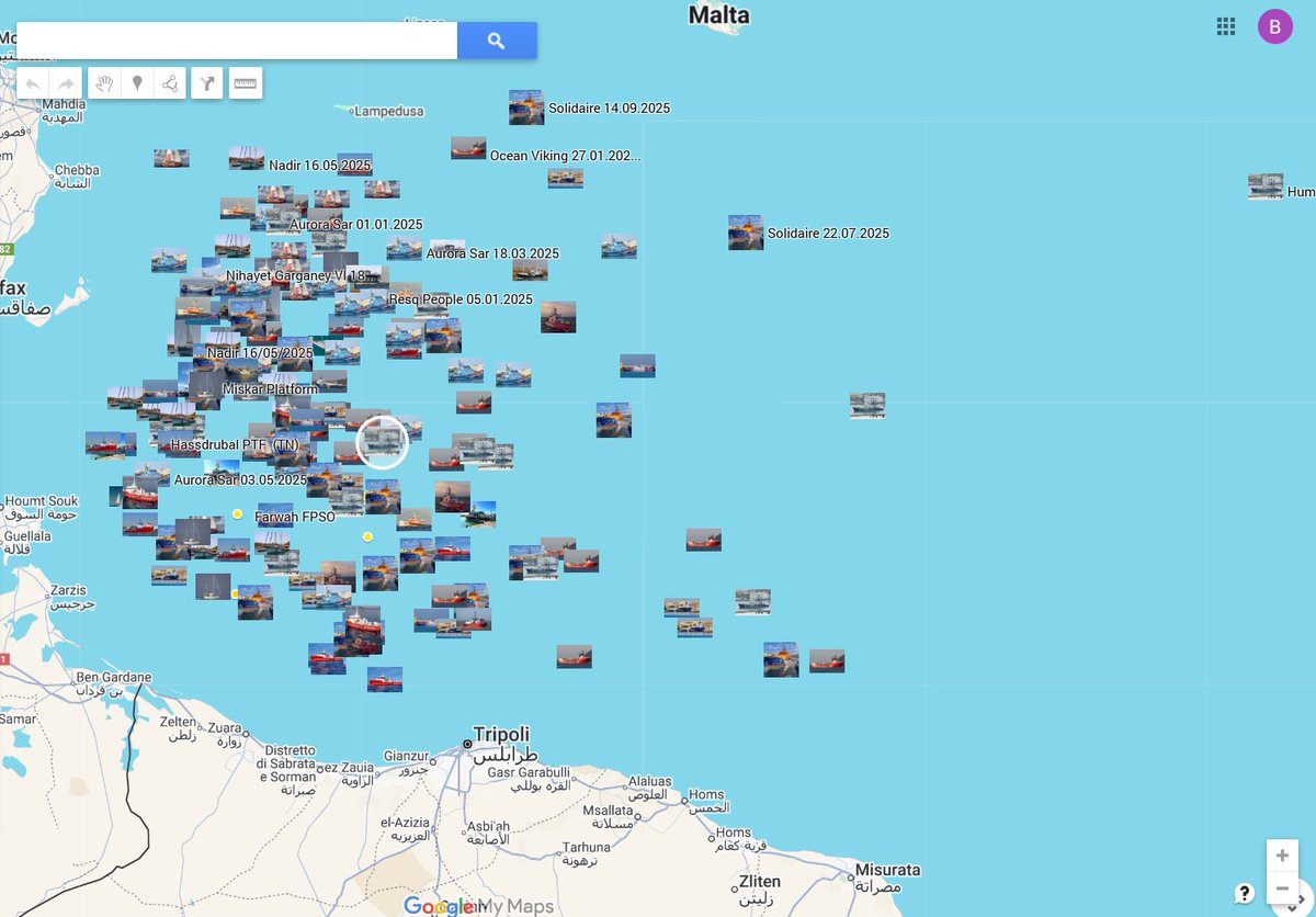 TrafficoNaviOnc's tweet image. 24.11.2025 Aggiornamento della cartina dei recuperi 2025 con l&apos;ultimo recupero della Cacciabare/ CoffinSweeper&quot;  ONC #Humanity1 (CERCHIATA) Alcune posizioni non sono visibili poiché sovrapposte essendo molto vicine tra loro. i puntini gialli sono le strutture offshore