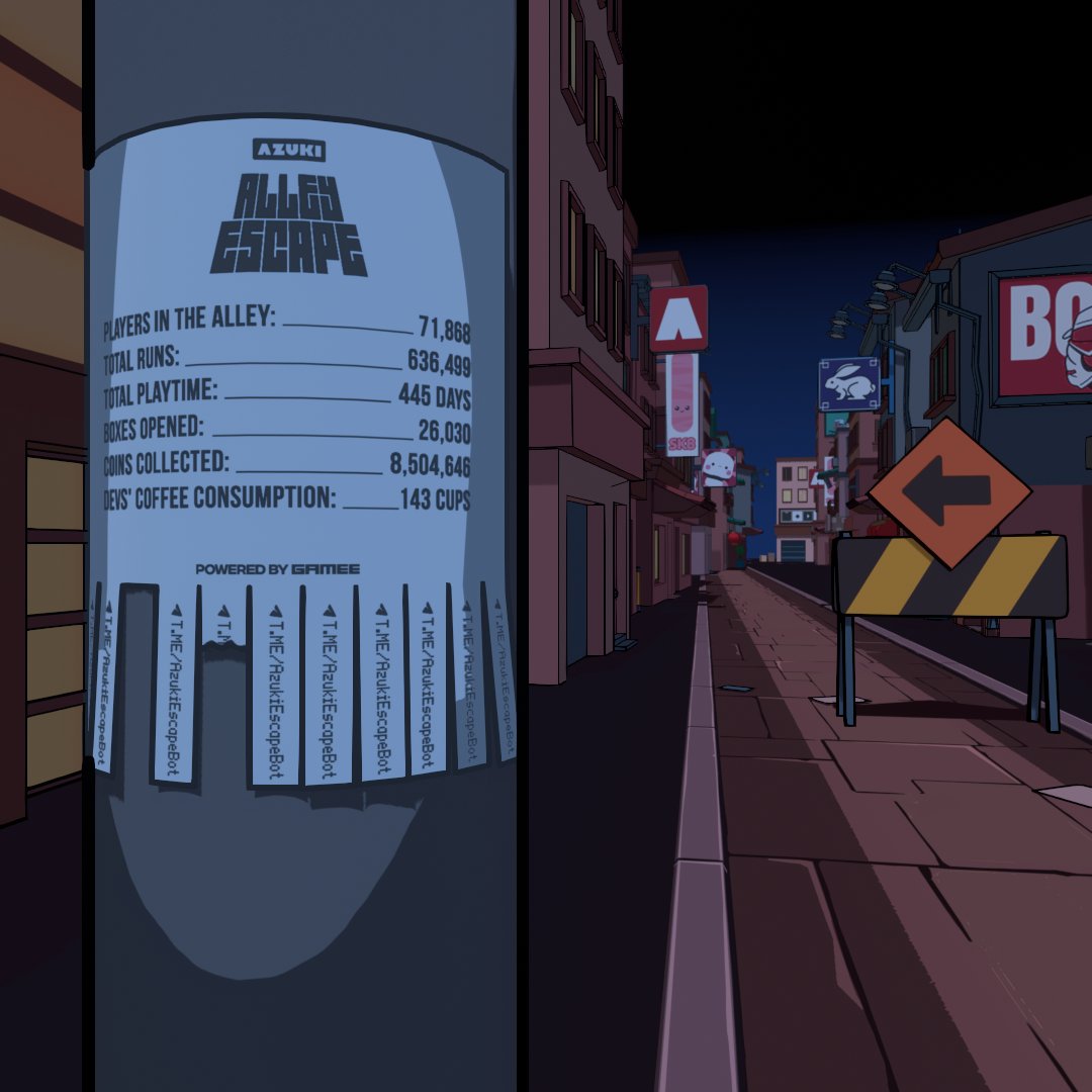 ⛩️ The Journey so far... 

445 days of ride time, and 143 cups of Costa Rica's finest. ☕️

Ready to make these numbers even bigger? 👀

🛹 Let's Ride! 
t.me/AzukiEscapeBot