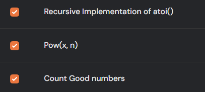 adityajollyy's tweet image. Day 40 of #TUFWinterArc ✅
Today’s recursion &amp;amp; math grind:
• Recursive implementation of atoi()
• Pow(x, n)
• Count Good Numbers
Math + recursion = clean and satisfying 🔥
@takeUforward_ @striver_79 
#LearnInPublic #Consistency