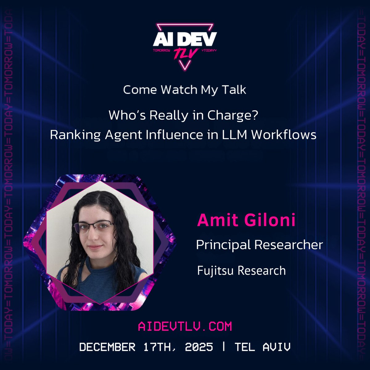 We’re excited to announce that Amit Giloni, Principal Researcher at Fujitsu Research, is speaking at AI Dev TLV 2025! 🚀
📅 December 17, 2025 | Tel Aviv
Join the AI adventure, before it sells out! 🦊✨
Get yours now → aidevtlv.com
#AIDevTLV #AIDev#GenAI