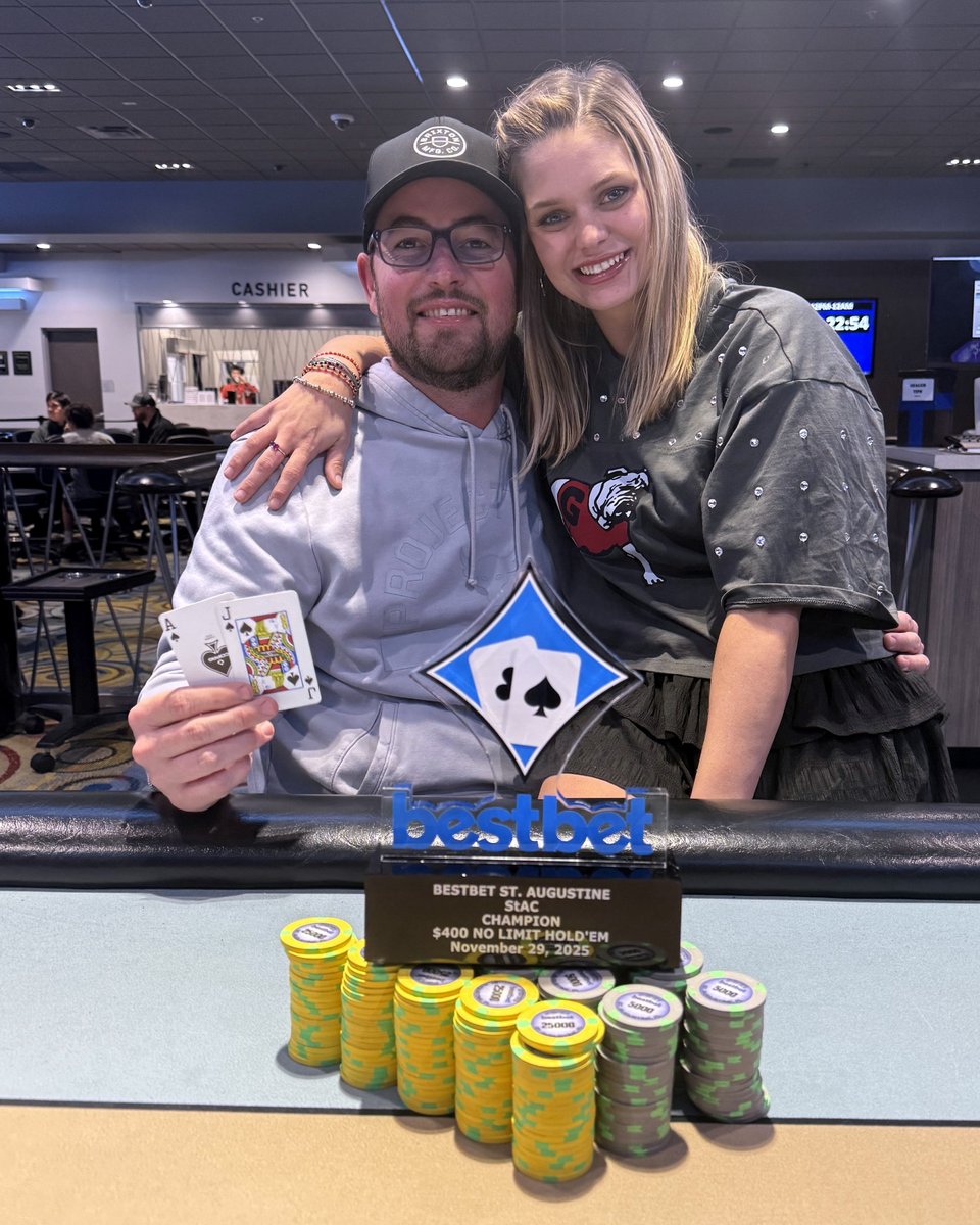 bestbet_jax's tweet image. Stuart Brooks came out on top of the November StAC Tournament at bestbet St. Augustine 🔥 Besting a field of 212 entries and walking away with the trophy and $14,749 for first!

#bestbetSTA #StAC #pokertournament