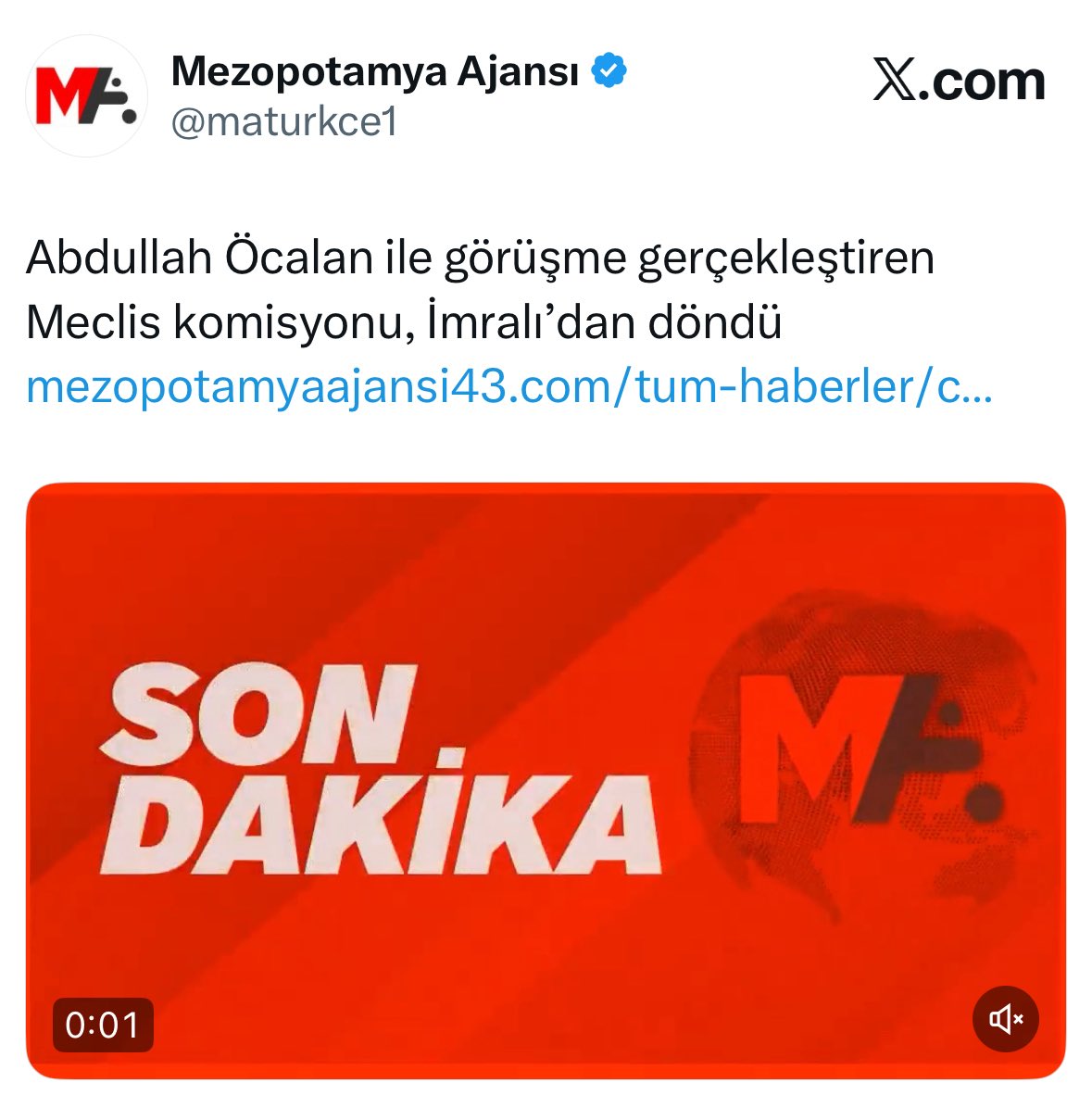 ismailsaymaz's tweet image. İlke TV’ye konuşan AK Parti İmralı heyeti üyesi Hüseyin Yayman, “Ben adaya gitmedim” diyor.
DEM’e yakın Mezopotamya Ajansı heyetin Öcalan’la görüşüp döndüğünü iddia ediyor.