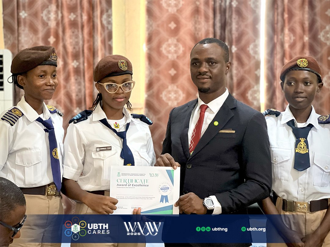 ubthng's tweet image. 𝗪𝗼𝗿𝗹𝗱 𝗔𝗻𝘁𝗶𝗺𝗶𝗰𝗿𝗼𝗯𝗶𝗮𝗹 𝗔𝘄𝗮𝗿𝗲𝗻𝗲𝘀𝘀 𝗪𝗲𝗲𝗸 𝟮𝟬𝟮𝟱 𝗤𝘂𝗶𝘇 𝗖𝗼𝗺𝗽𝗲𝘁𝗶𝘁𝗶𝗼𝗻 held on the 19th Nov 2025 underscores the commitment among UBTH healthcare trainees to the global effort against antimicrobial resistance.

See more: ubth.org