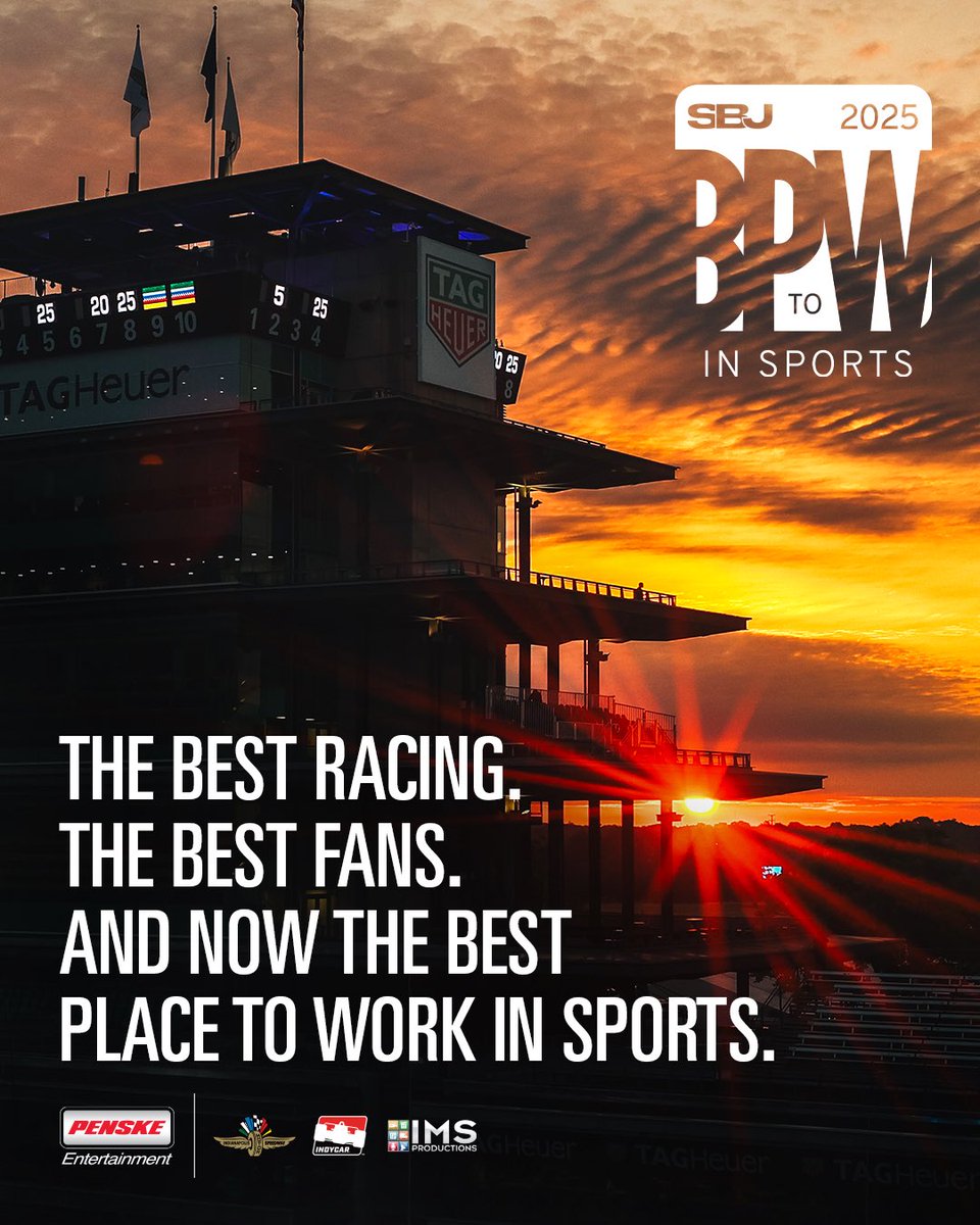 IMS's tweet image. When you work this hard for your fans, it shows.

Penske Entertainment is proud to be named an @SBJ Best Place to Work in Sports!