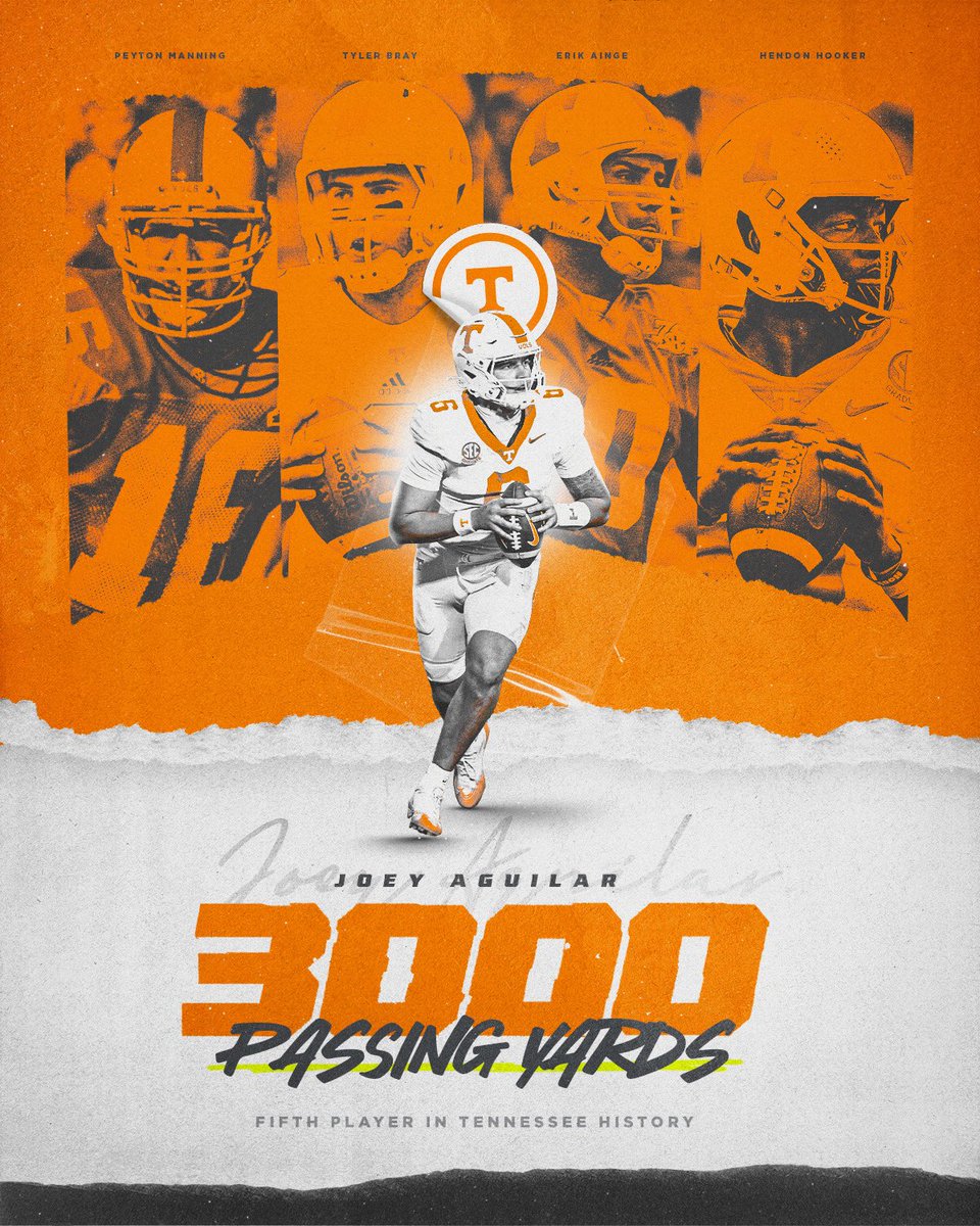 Vol_Football's tweet image. Elite company.

Joey is the 5th player in Tennessee history with over 3,000 passing yards in a season.

#GBO 🍊