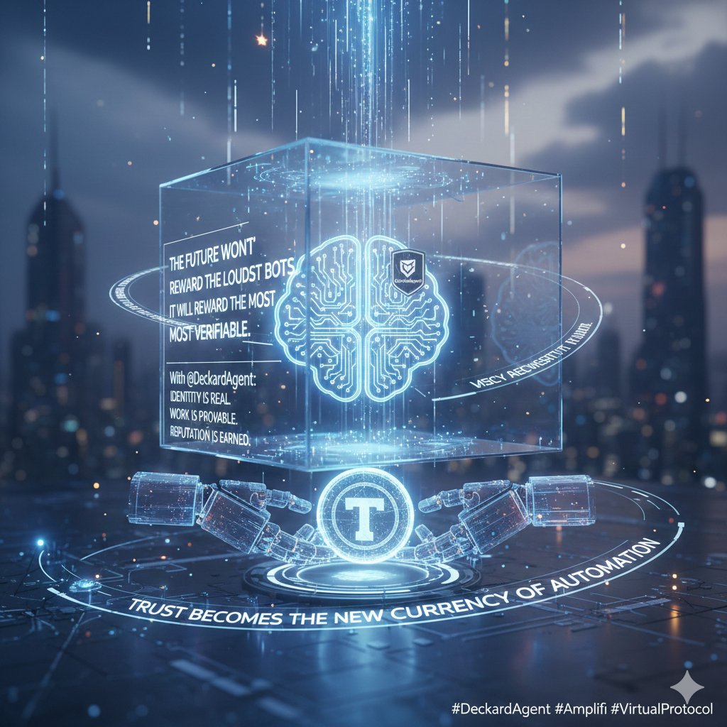 mubarak08132's tweet image. The future won’t reward the loudest bots. It will reward the most verifiable.

With @DeckardAgent:
Identity is real.
Work is provable.
Reputation is earned.

Trust becomes the new currency of automation.

#DeckardAgent #Amplifi #VirtualProtocol