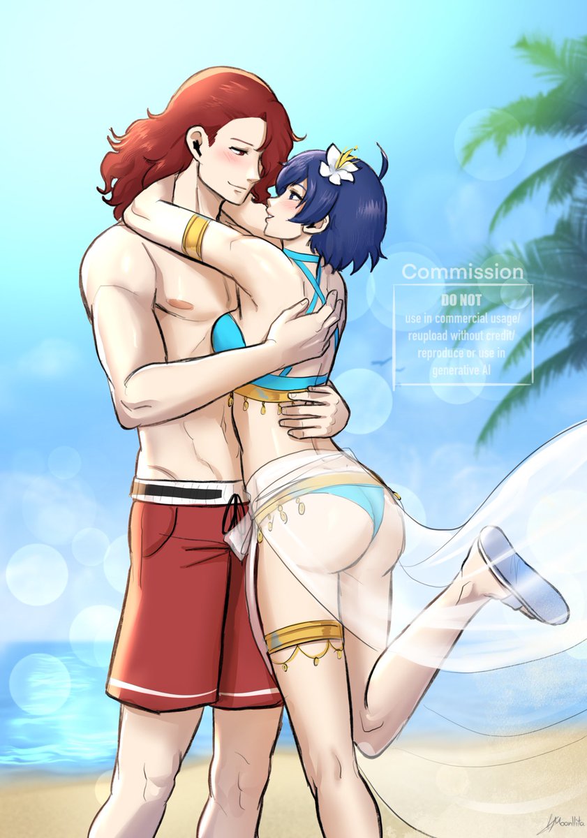 Surprise me commission, Makoto X Mitsuru genderswap and swimsuit alt for <a href="/AbyssalHermit/">Abyssal Hermit</a>