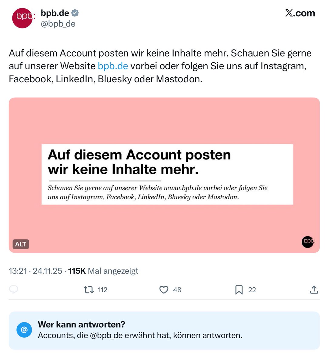 Irgendwie mag uns die <a href="/bpb_de/">bpb.de</a> nicht mehr. Haben ihr wohl nicht genug geschmeichelt. Jetzt sollen wir ihr im Mastdarm folgen. Sagt sie. Nein danke.