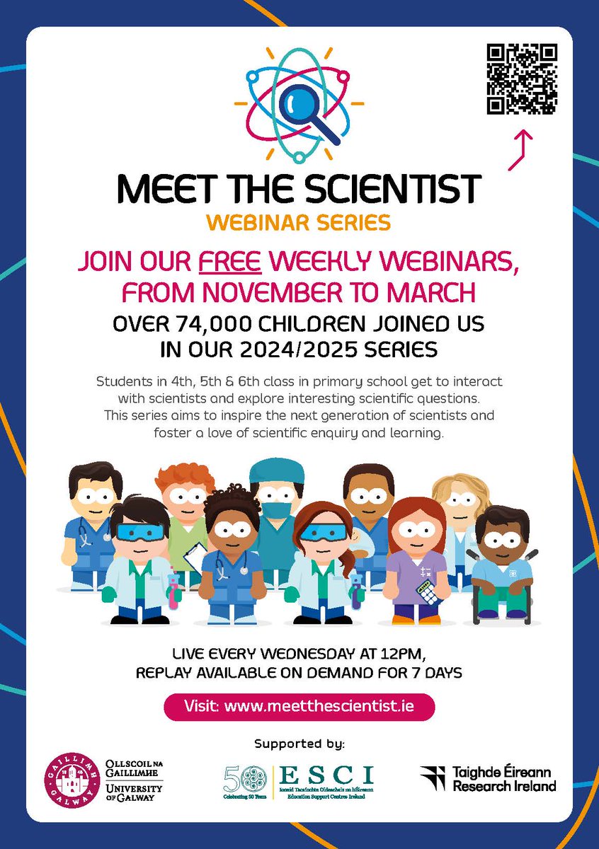 limerickedcentr's tweet image. 🌟 Free science fun for primary schools!
🔬 Meet the Scientist webinars every Wed @ 12 PM (Nov–Mar)
🧪 START Competition – hands-on classroom science projects!
Register now: meetthescientist.ie &amp;amp; startcompetition.com
#STEMEducation #FutureScientists #IrishEducation