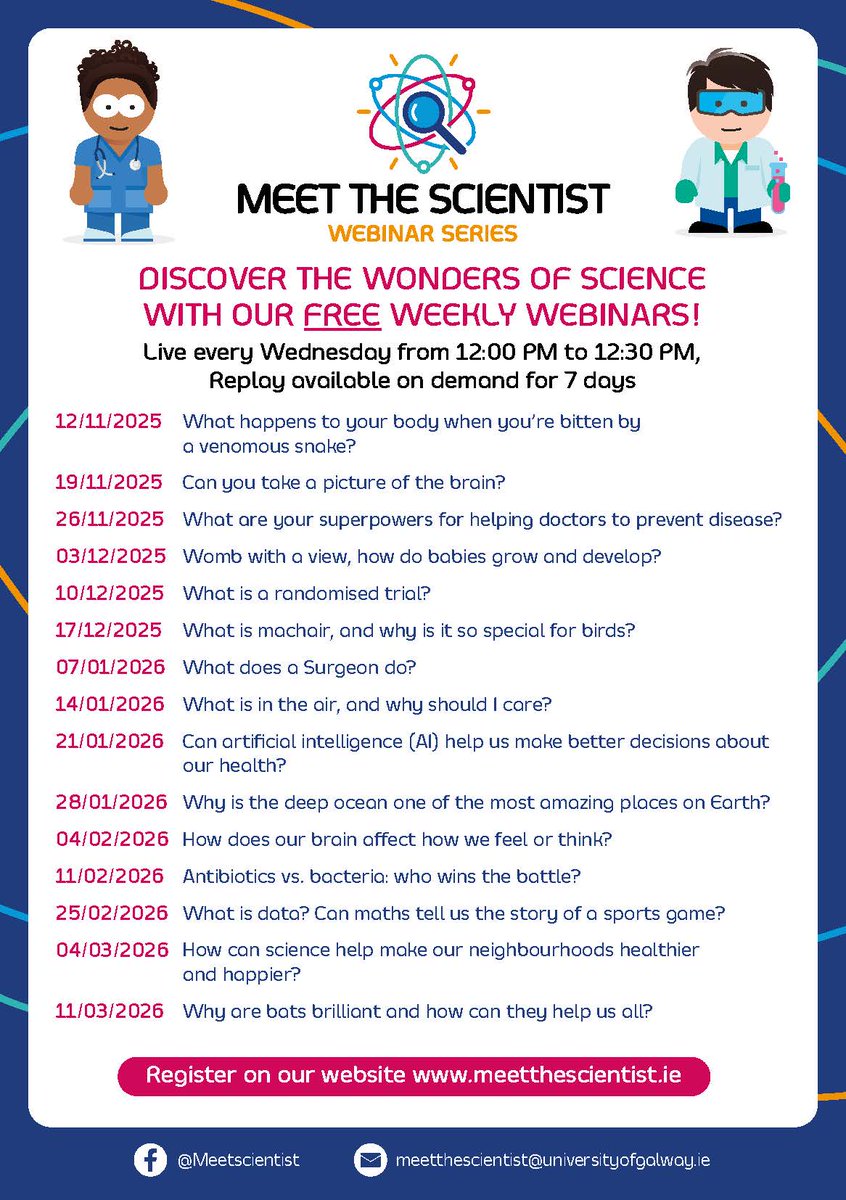limerickedcentr's tweet image. 🌟 Free science fun for primary schools!
🔬 Meet the Scientist webinars every Wed @ 12 PM (Nov–Mar)
🧪 START Competition – hands-on classroom science projects!
Register now: meetthescientist.ie &amp;amp; startcompetition.com
#STEMEducation #FutureScientists #IrishEducation