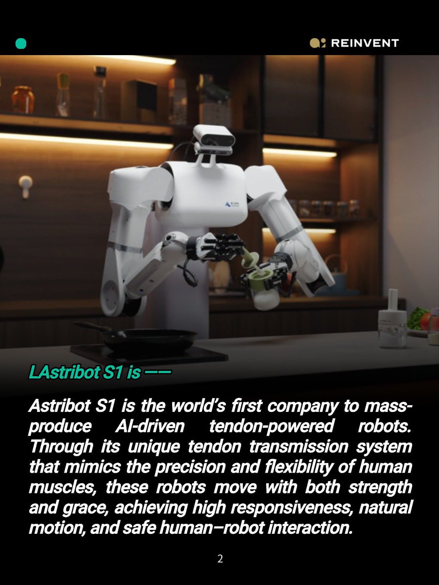 AI_Reinvent's tweet image. Meet Astribot S1 — the world’s first mass-produced tendon-driven AI robot.🤖💪

🔥 Why it’s cool:
✓ Tendon-drive tech
✓ AI + hardware integration 
✓ High dynamic response
✓ Safe human–robot interaction

#AstribotS1 #AIrobotics #tendontech #humanoidrobot #AIinnovation