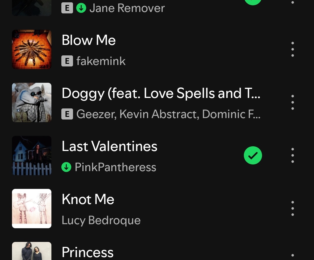 and now this daylist has songs like KNOT ME, DOGGY, and BLOW ME???