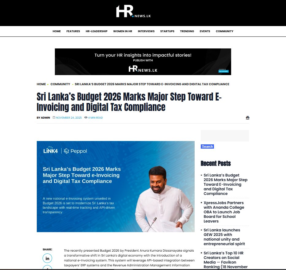 HRNewslk's tweet image. Sri Lanka is taking a major step toward a fully digital tax ecosystem with Budget 2026 🇱🇰

Read more: hrnews.lk/sri-lankas-bud…

#Budget2026 #EInvoicing #DigitalTax #HRNews