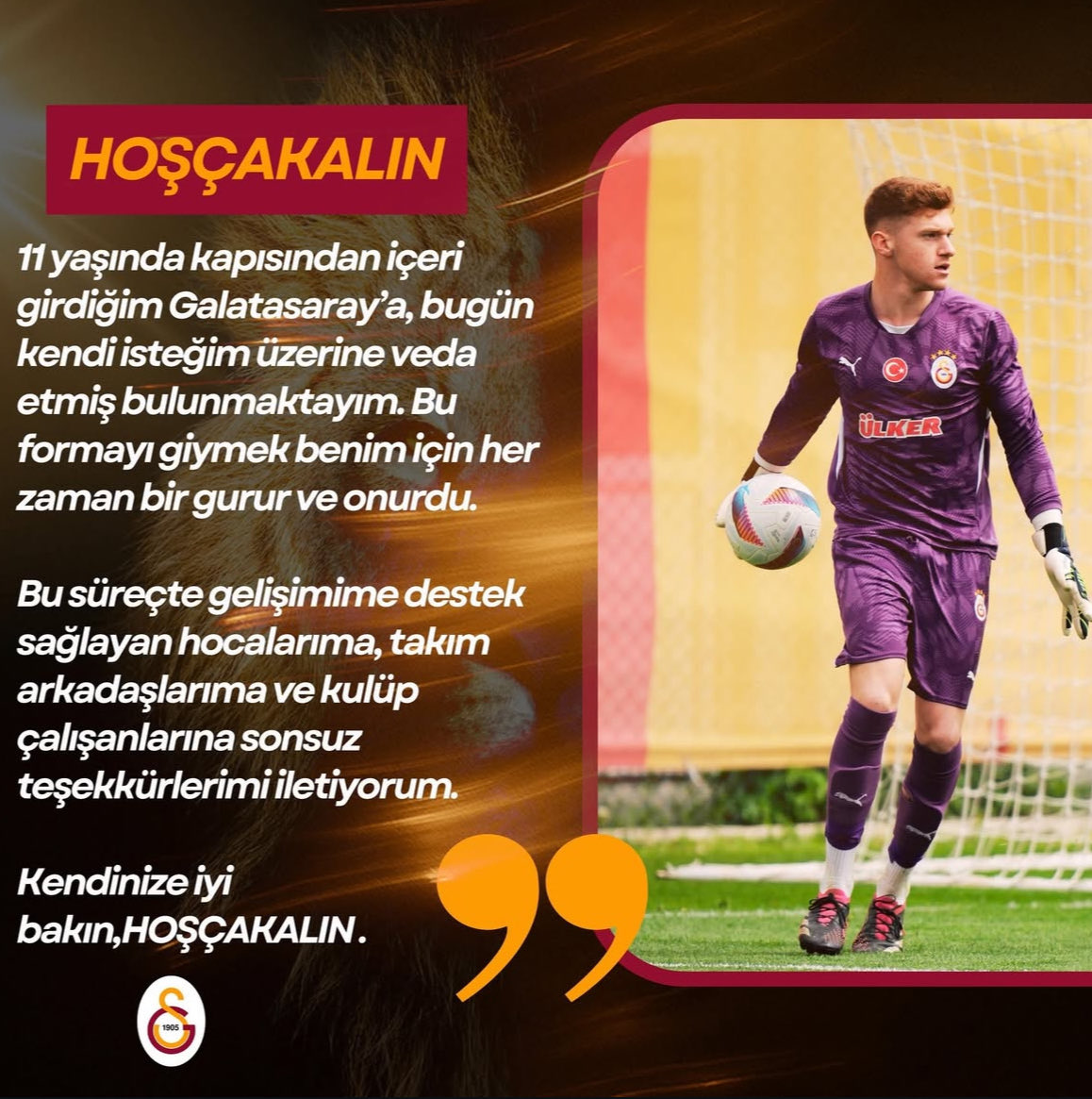 GS_Altyapi's tweet image. Haktan Şentürk, Galatasaray&apos;a veda etti. Yolu açık olsun.