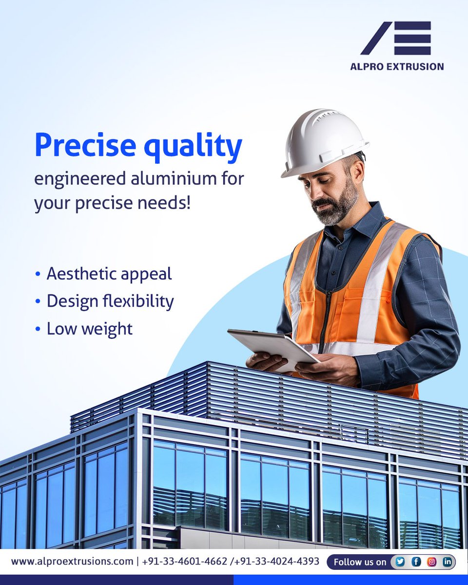 Alpro_Extrusion's tweet image. 📷 Visit: alproextrusions.com
📷 Call: +91-33-4601-4662 / +91-33-4024-4393
#AluminiumExtrusion #StructuralProfiles #ModularDesign #AlproExtrusion #Manufacturing #BuildingMaterials
.
.
.
[Alpro Extrusion, Aluminum Profiles, Aluminum Extrusion, Extruded Aluminum Products]