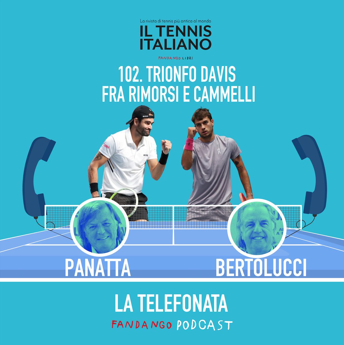 📞🎾 Adriano Panatta e Paolo Bertolucci nell'ultima puntata dell'anno a commentare la coppa Davis e parlano di una nuova ipotetica cosa, di una vittoria senza storia, di un allevamento di cammelli a Dubai e di gelaterie estive.   open.spotify.com/episode/0KKMzV… #latelefonata
