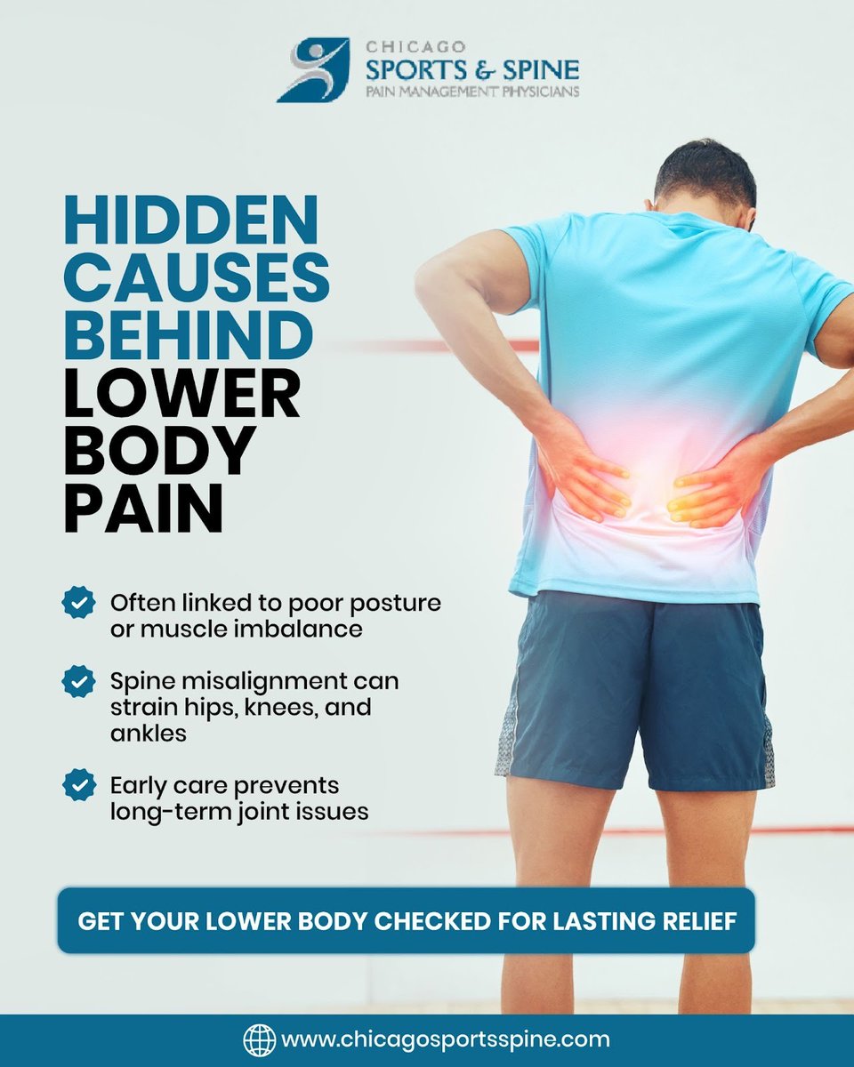 endpain's tweet image. Pain in your hips, knees, or ankles can limit movement, weaken balance, and affect your daily performance. 

Book your evaluation now and take the first step toward pain-free movement.
chicagosportsspine.com

#JointPainRelief #LowerBodyHealth #SpineClinic #ChicagoSportsSpine