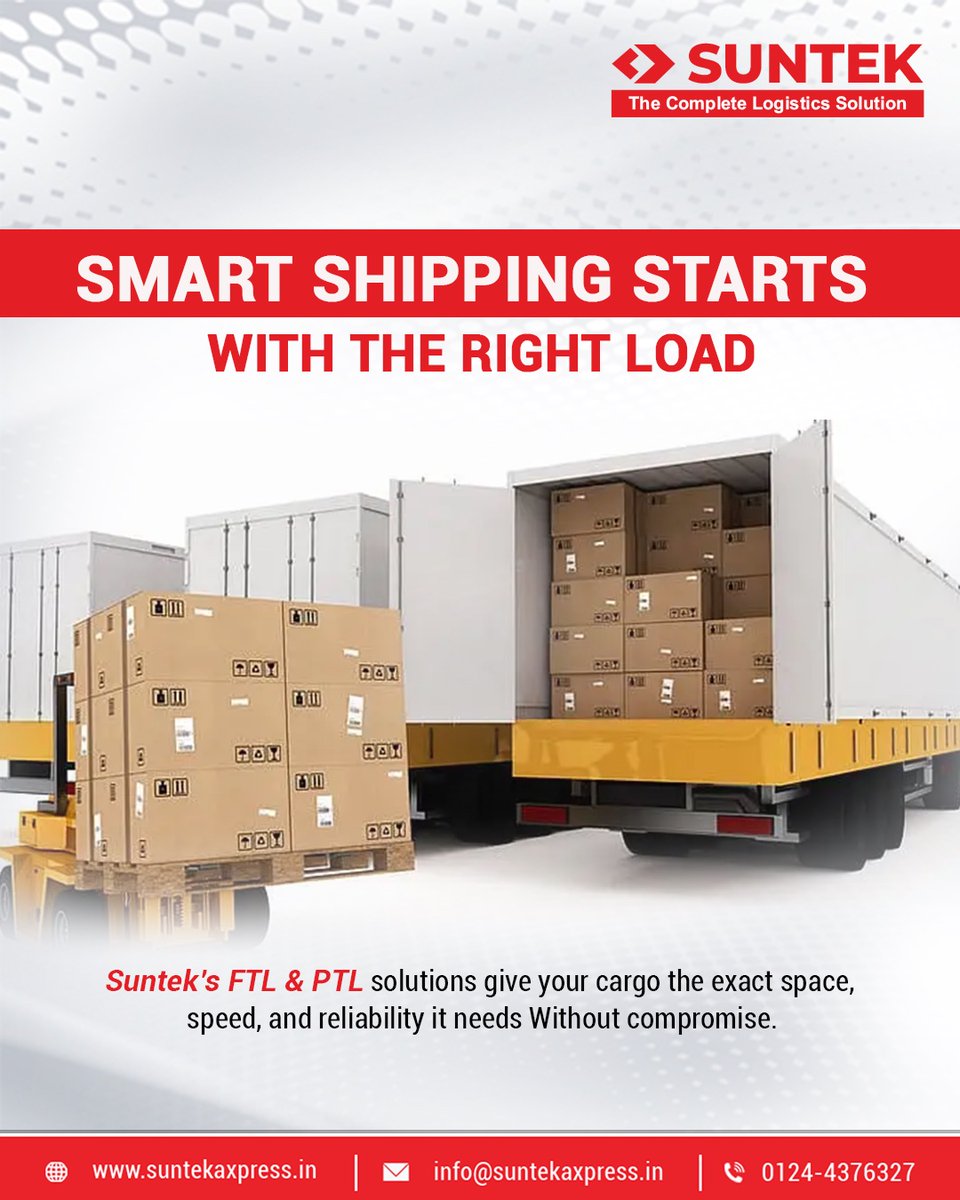 Suntek_Axpress's tweet image. Not every shipment demands a full truck, and not every business should pay for space they don’t use. Suntek’s FTL &amp;amp; PTL services give you the flexibility to choose exactly how your cargo moves.
#sunteklogistics #FTL #PTL #shippingmadeeasy