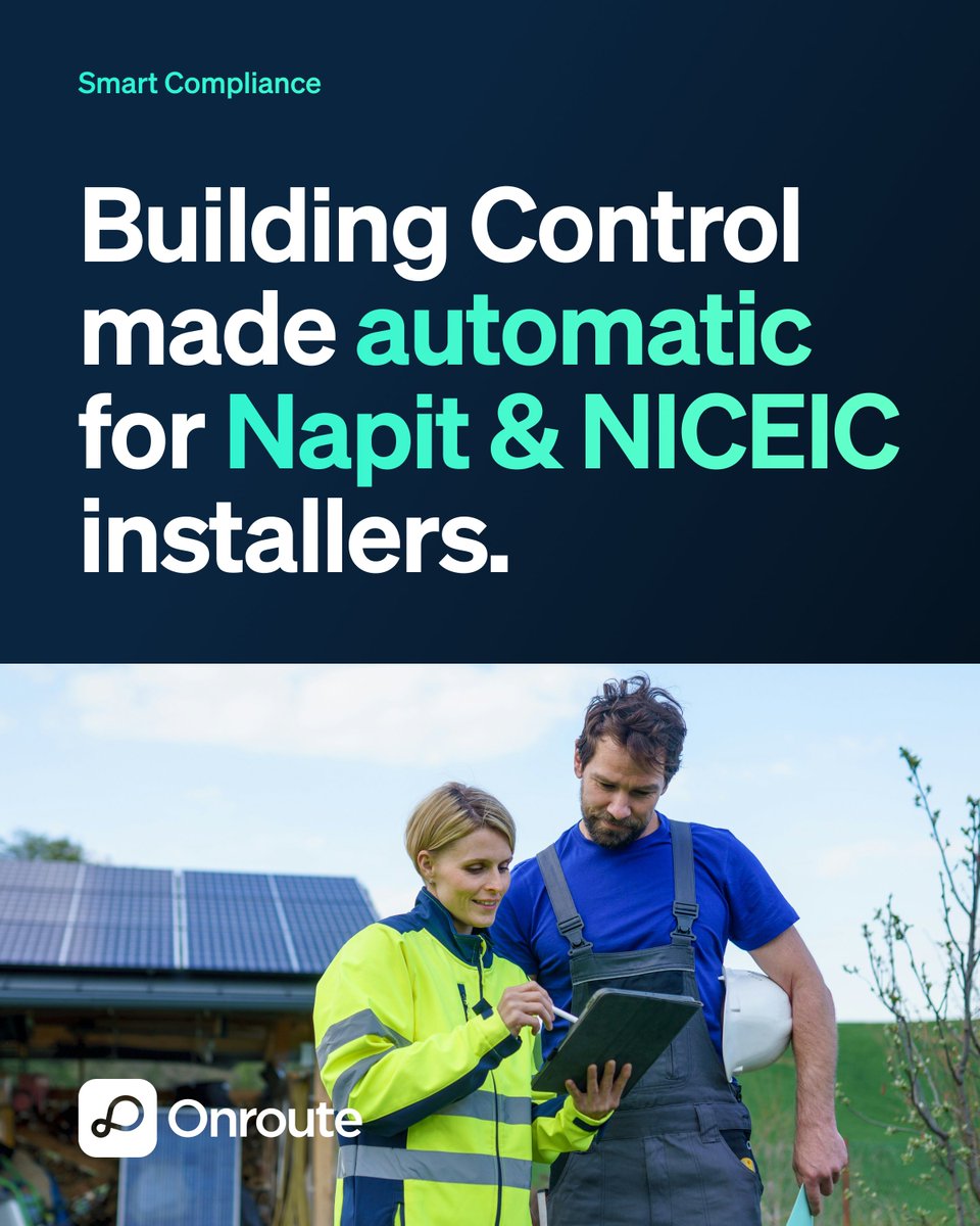onrouteapp's tweet image. Onroute gives installers a simple way to stay compliant without slowing down. The details your engineers capture on site flow straight into the Building Control process, and once the job is marked complete, Onroute submits the notification automatically.

No jumping between…