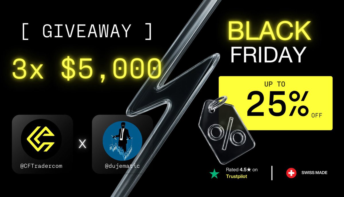 duje_matic's tweet image. 🚨New giveaway &amp;amp; Black friday promo🚨

To Enter:
- Follow @CFTradercom &amp;amp; @CFTradercomES 
- Like &amp;amp; retweet
- Comment &quot;CFT&quot;

Winners will be announced soon!

Also, don&apos;t miss 25% off on any account. 

Click the link below 👇 for your discount:
cryptofundtrader.com/?_by=ezekiel10