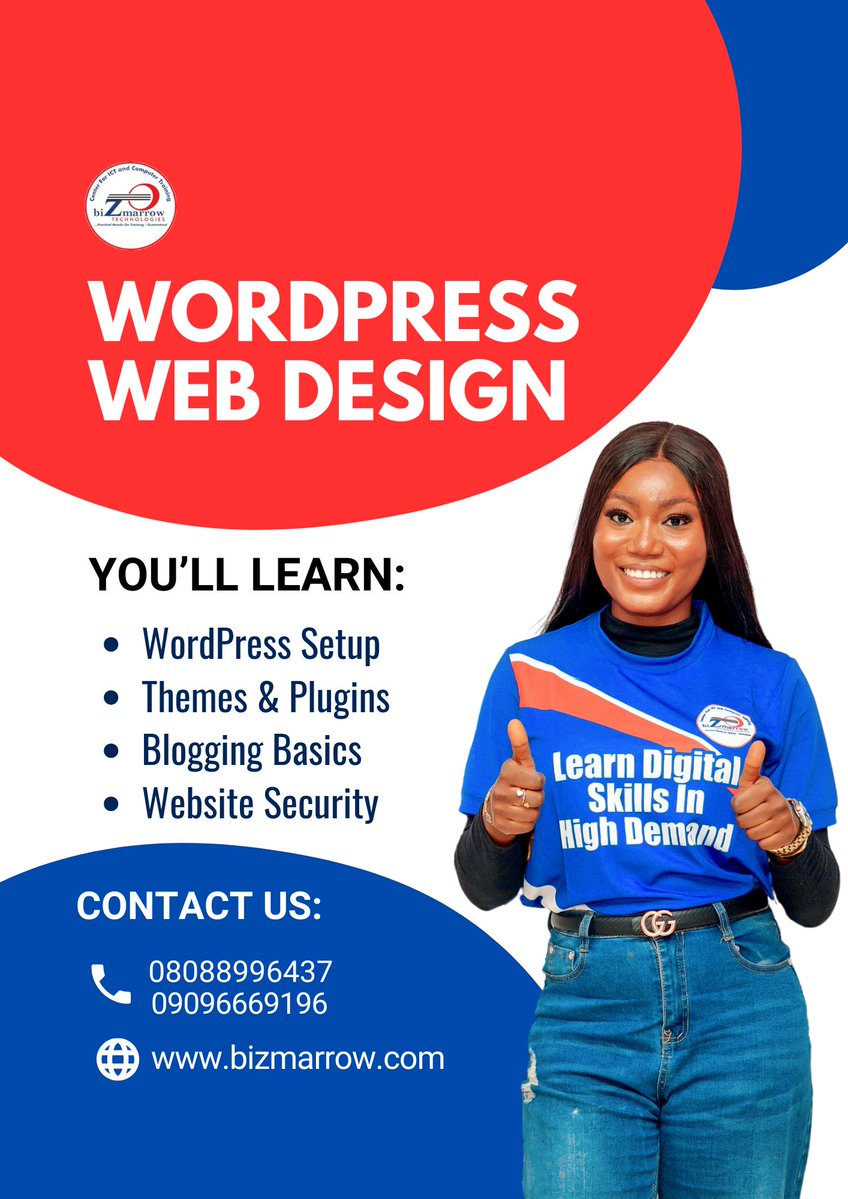 biZmarrow's tweet image. Learn WordPress website design At Bizmarrow Technologies.
From your first page layout to a fully functional site, you’ll create it yourself with a trainer beside you.

Click the link below to learn more and register,
bizmarrow.com/wordpress-trai…

#tech #wordpresstutorials #ICT